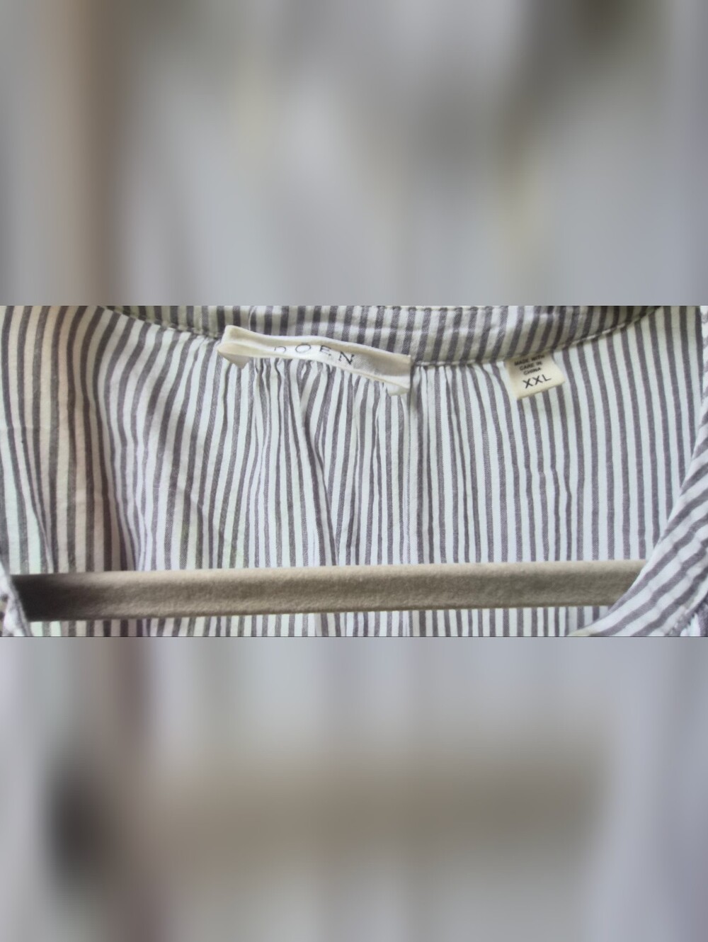 DÔEN Jonie Grey Stripe Cotton Gauze Peasant Blouse XXL Prairie Top - Picture 2 of 6